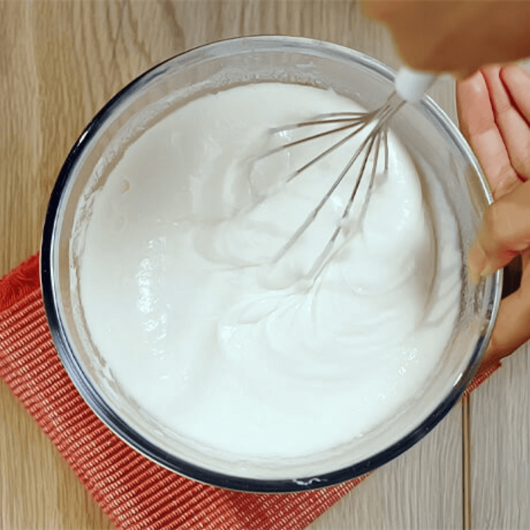 White pancake mix in a clear bowl